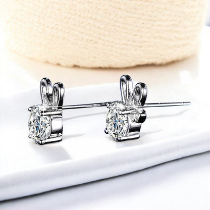 Bunny Ears Diamond Earrings | Italian Silver Plated - SACH JEWELS