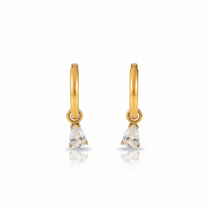 Golden Teardrop Huggie Hoops Earrings | Italian Gold Plated SACH JEWELS