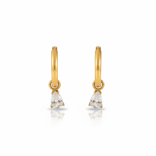 Golden Teardrop Huggie Hoops Earrings | Italian Gold Plated SACH JEWELS