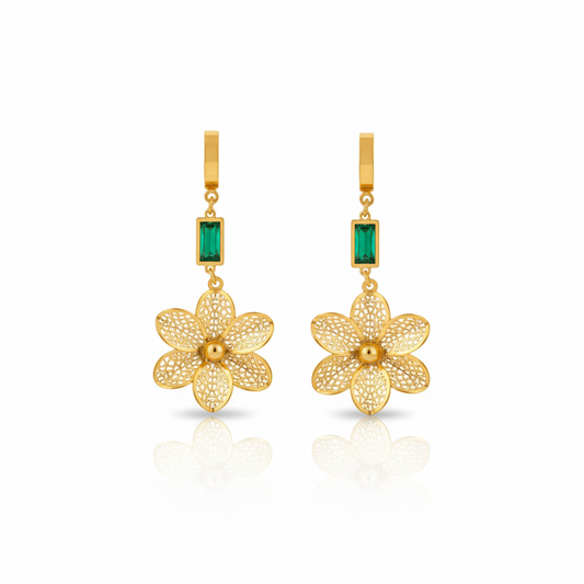 Floral Luxe Drop Earrings | Italian Gold Plated SACH JEWELS