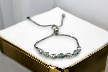 Premium Viridian Green Stone Studded Diamond Bracelets | 925 Sterling Silver - SACH JEWELS
