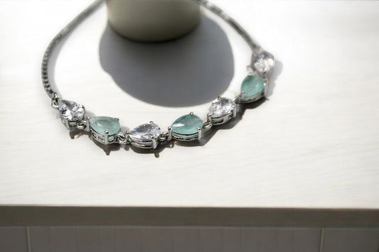 Premium Viridian Green Stone Studded Diamond Bracelets | 925 Sterling Silver - SACH JEWELS