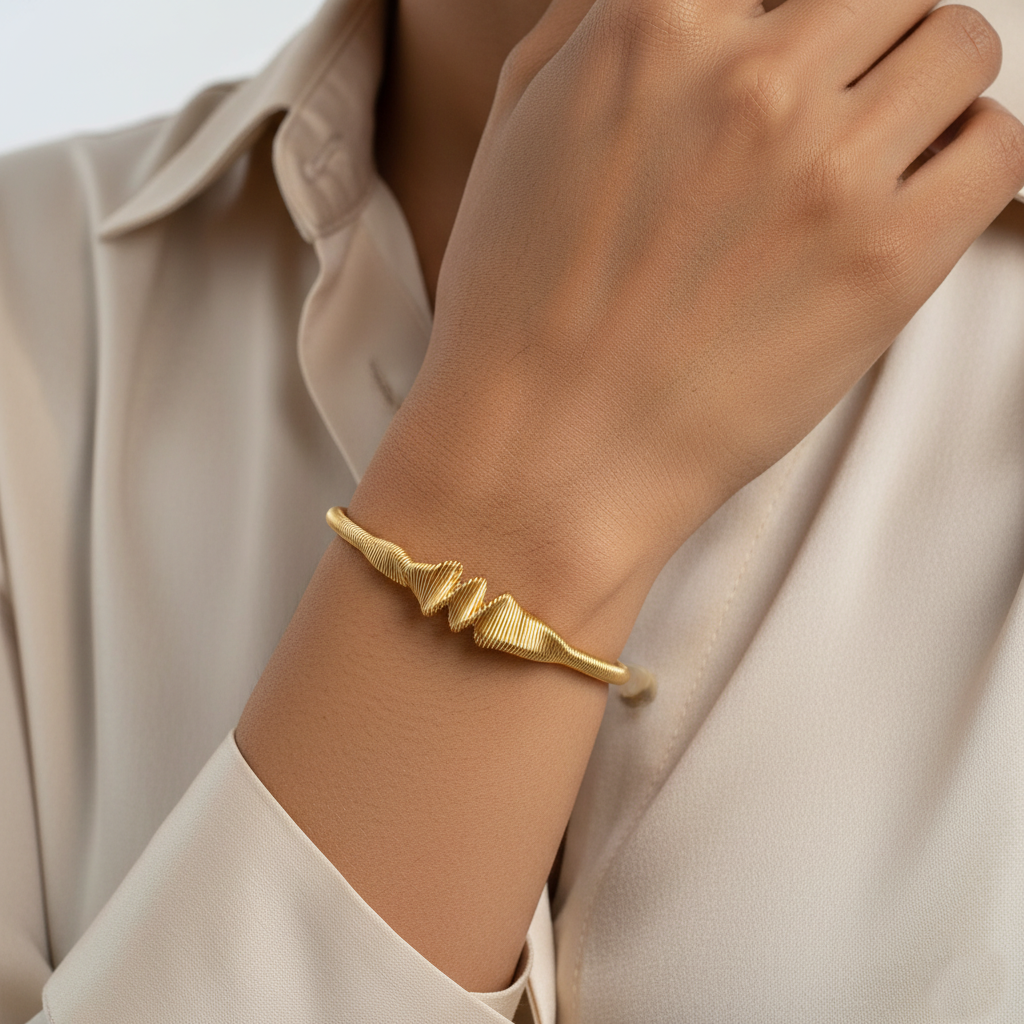 Golden Infinity Wave Premium Cuff | Italian Gold Plated SACH JEWELS