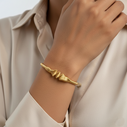 Golden Infinity Wave Premium Cuff | Italian Gold Plated SACH JEWELS