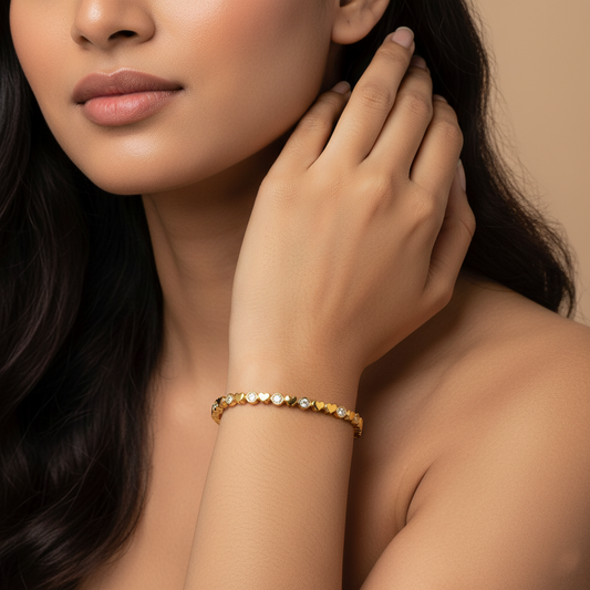 Golden Heart Cuffs | Italian Gold Plated SACH JEWELS