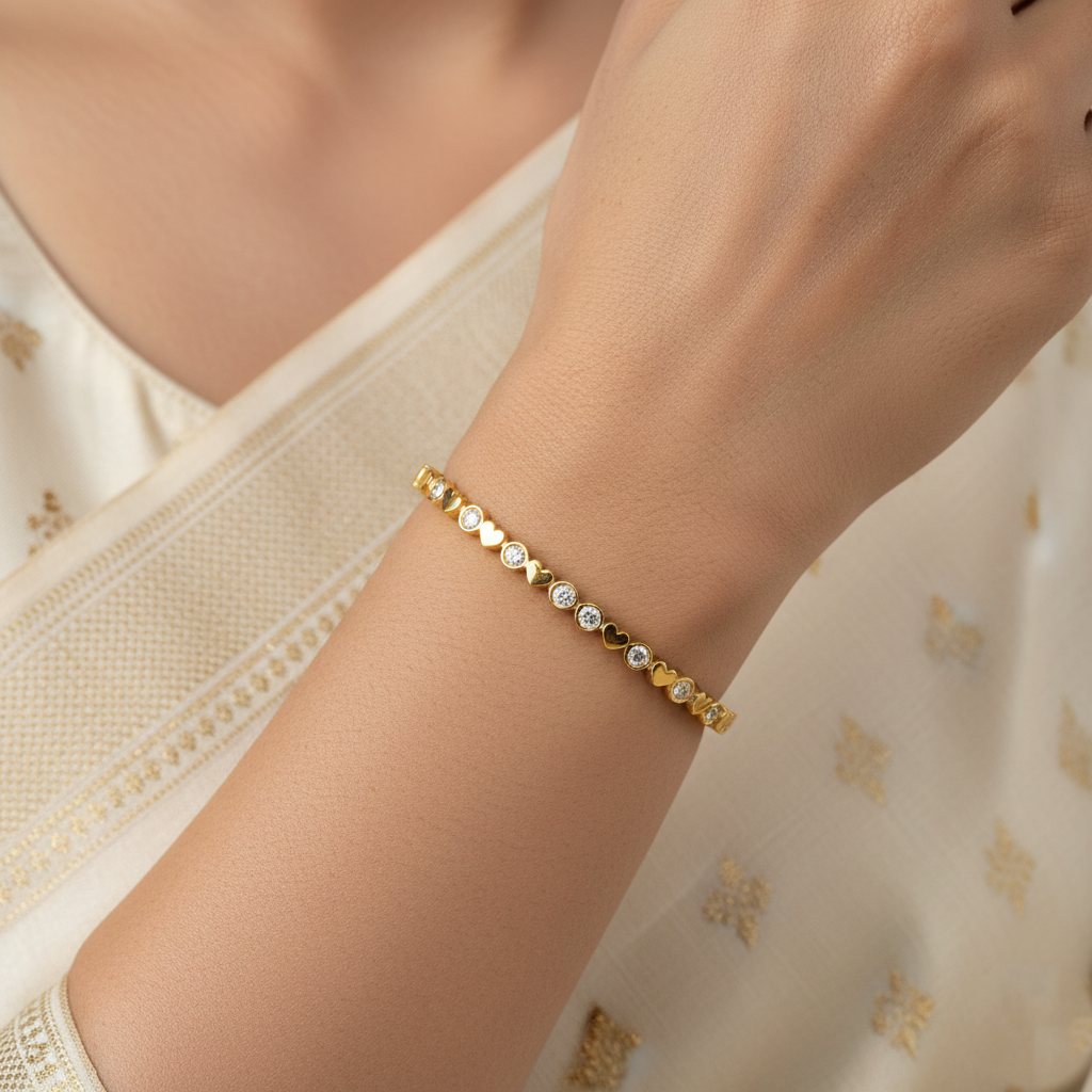 Golden Heart Cuffs | Italian Gold Plated SACH JEWELS