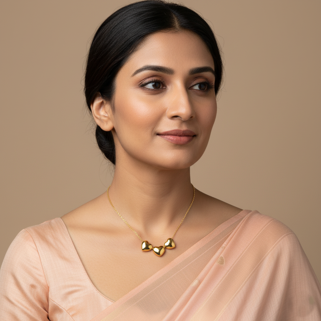 Dainty Golden Heart Rail Pendant Necklace | Italian Gold Plated SACH JEWELS