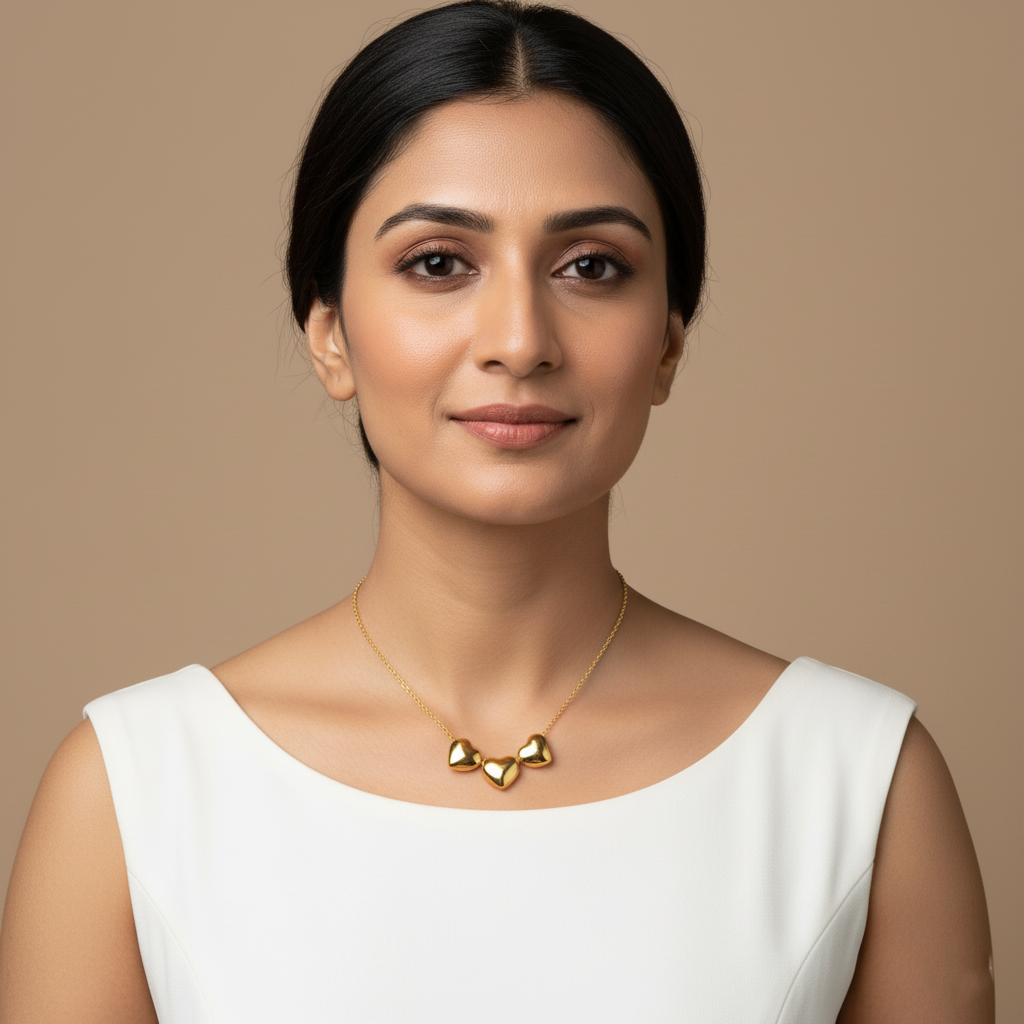 Dainty Golden Heart Rail Pendant Necklace | Italian Gold Plated SACH JEWELS