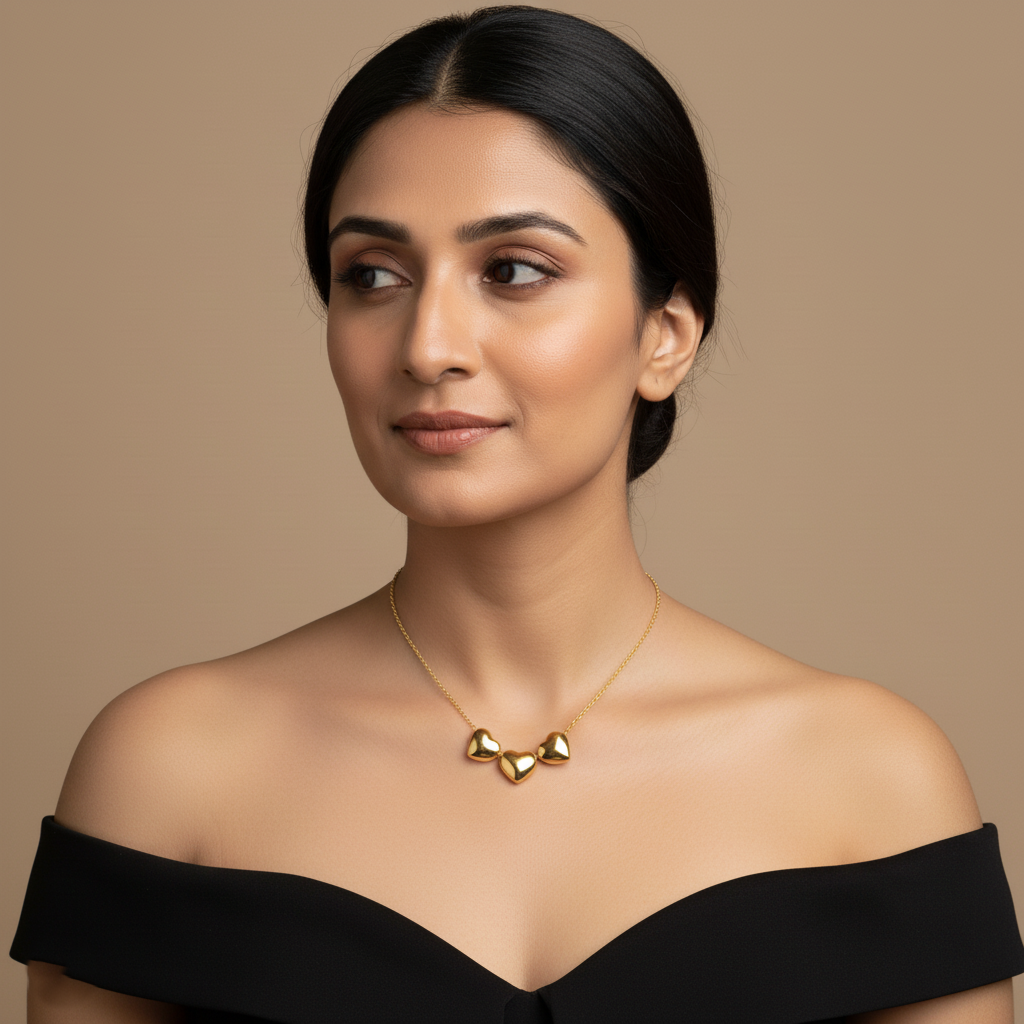 Dainty Golden Heart Rail Pendant Necklace | Italian Gold Plated SACH JEWELS