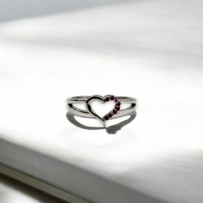 Pink Studded Heart Ring | 925 Sterling Silver - SACH JEWELS