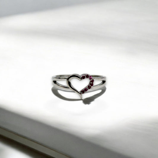 Pink Studded Heart Ring | 925 Sterling Silver - SACH JEWELS