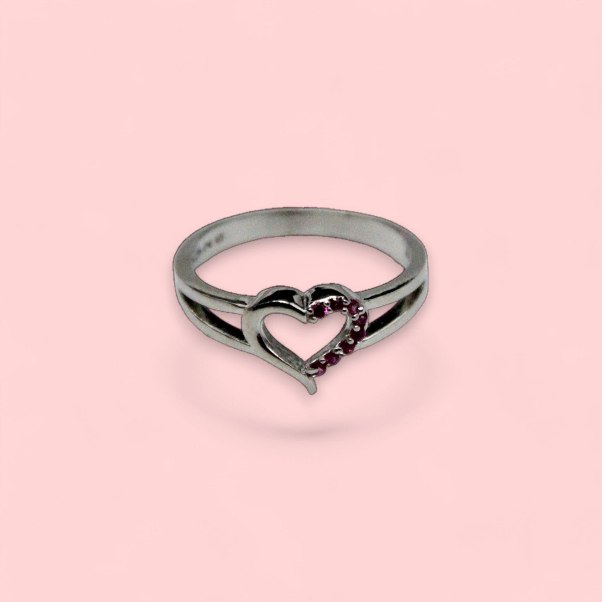 Pink Studded Heart Ring | 925 Sterling Silver - SACH JEWELS