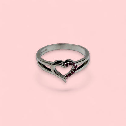 Pink Studded Heart Ring | 925 Sterling Silver - SACH JEWELS