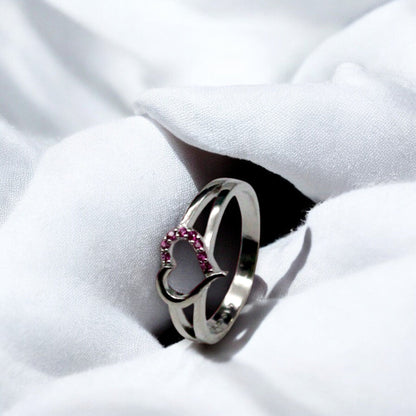 Pink Studded Heart Ring | 925 Sterling Silver - SACH JEWELS
