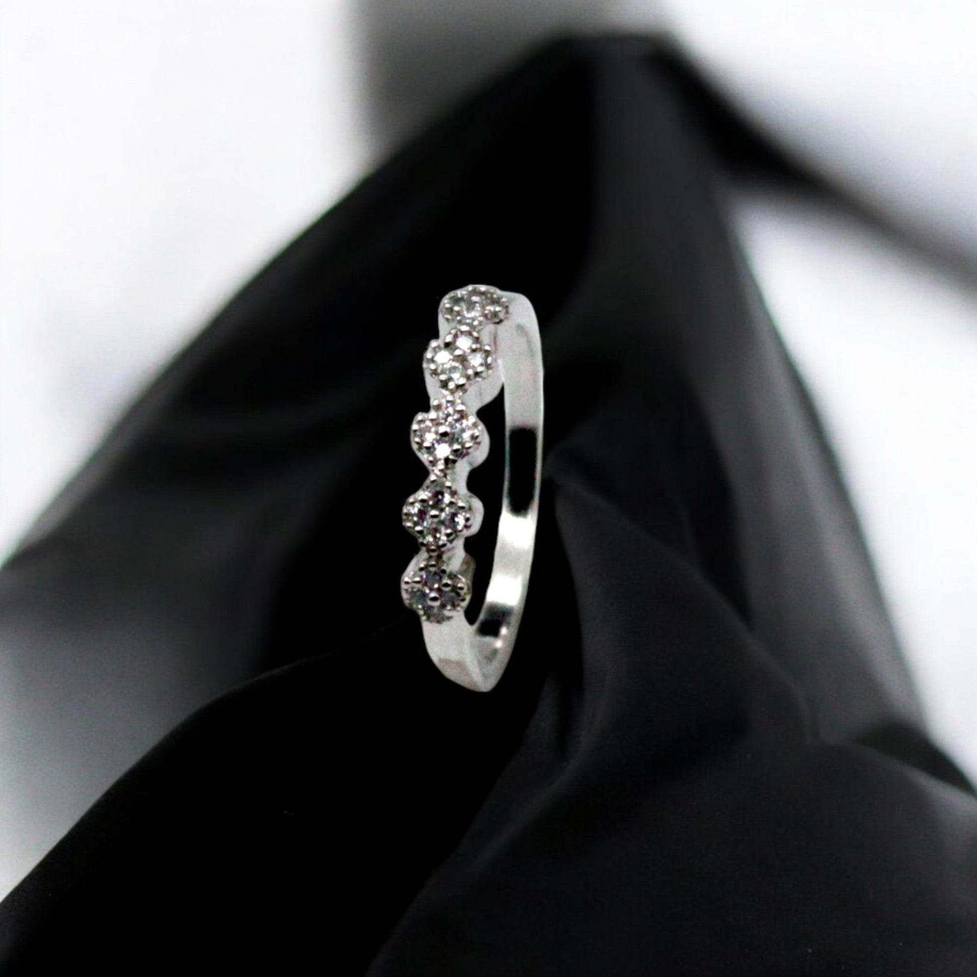 Diamond Studded Rail Ring | 925 Sterling Silver - SACH JEWELS