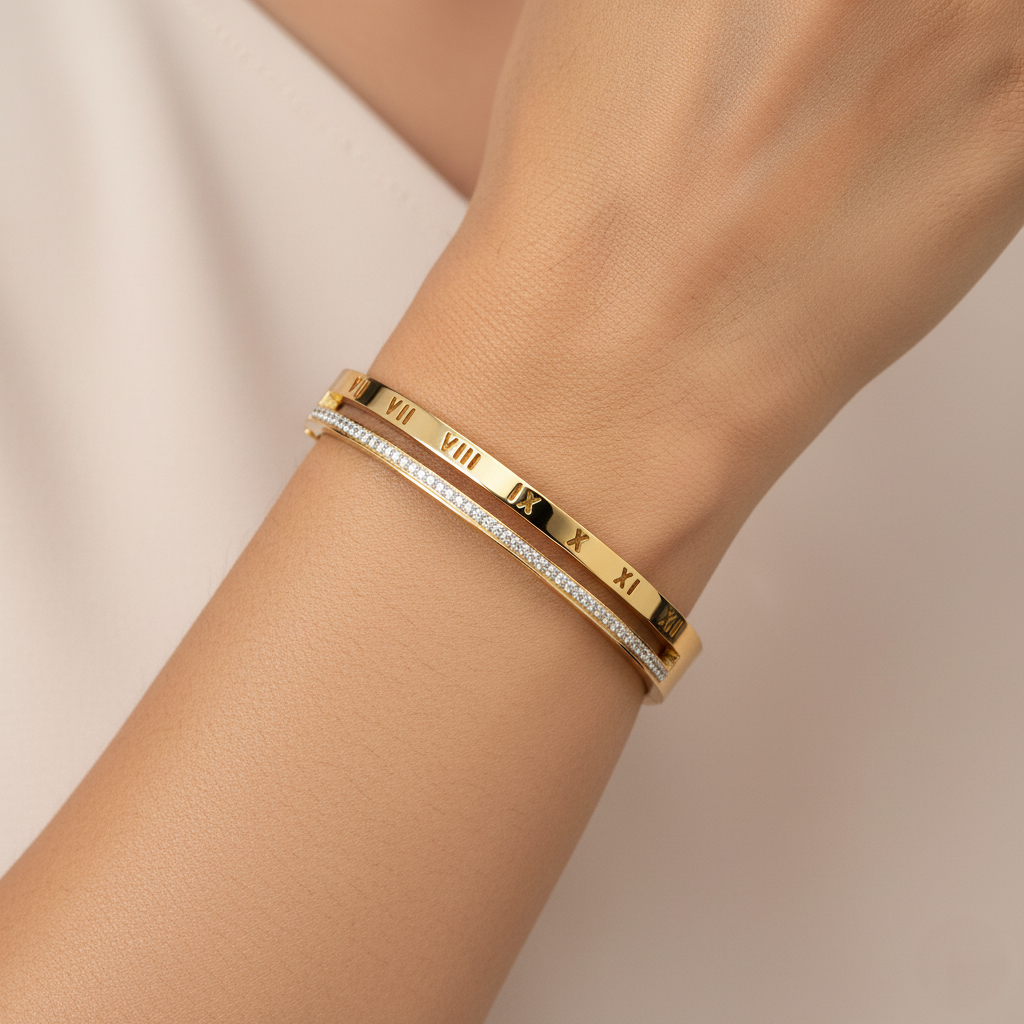 Eterna Roman Diamond Cuff | Italian Gold Plated SACH JEWELS