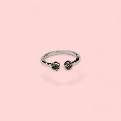 Double Spot Diamond Stud Ring | 925 Sterling Silver - SACH JEWELS
