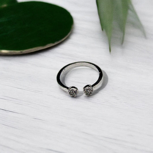 Double Spot Diamond Stud Ring | 925 Sterling Silver - SACH JEWELS