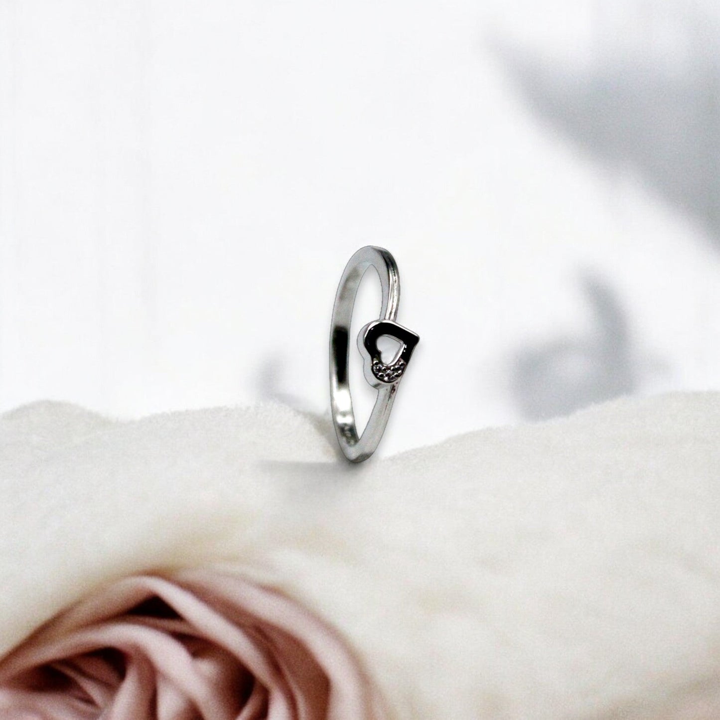 Heart Diamond Studded Ring | 925 Sterling Silver - SACH JEWELS