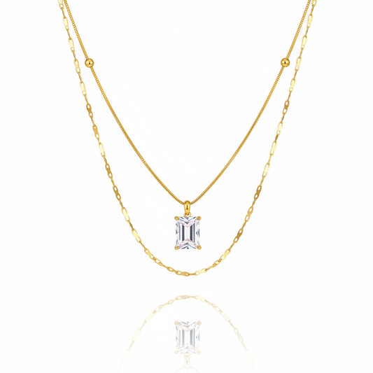 Modern Chic Golden Radiance centered Layered Necklace | Italian Gold Plated SACH JEWELS