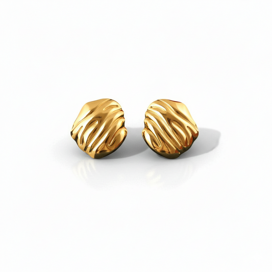 Molten Dune Stud Earrings | Italian Gold Plated SACH JEWELS