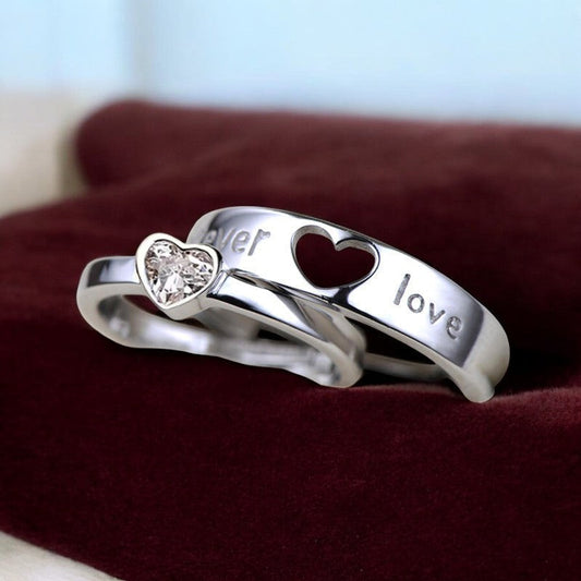 Forever Love Diamond Couple Ring | Italian Silver Plated SACH JEWELS