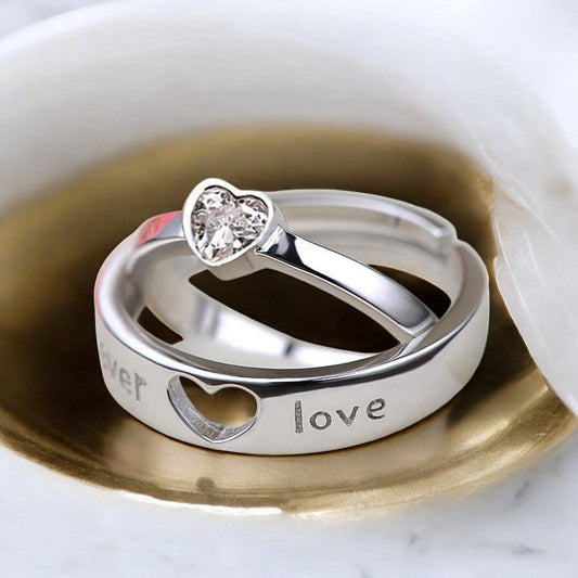 Forever Love Diamond Couple Ring | Italian Silver Plated SACH JEWELS