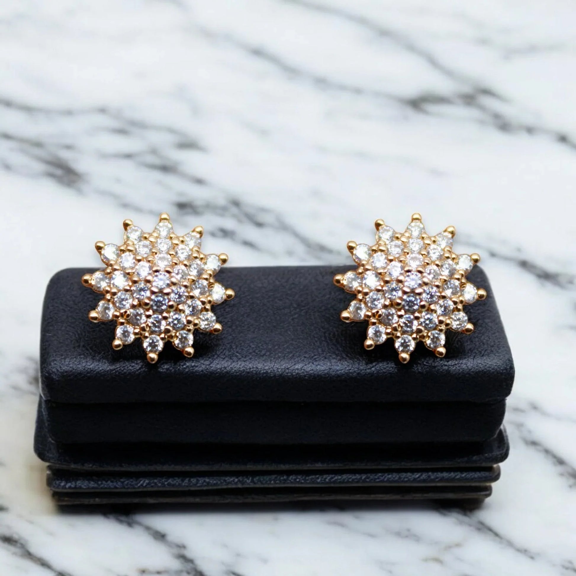 Diamond stud earrings | Italian Gold Plated - SACH JEWELS