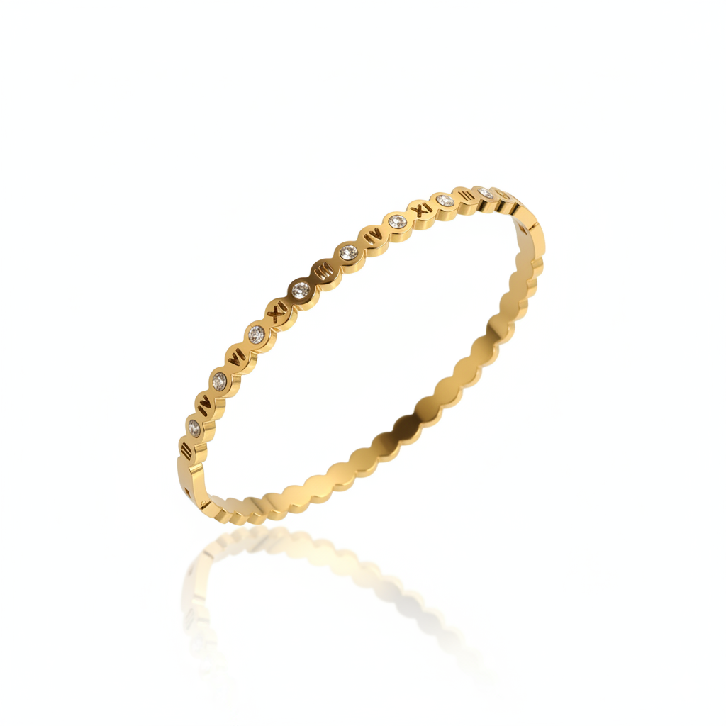Roman Numeral CZ Cuff | Italian Gold Plated SACH JEWELS