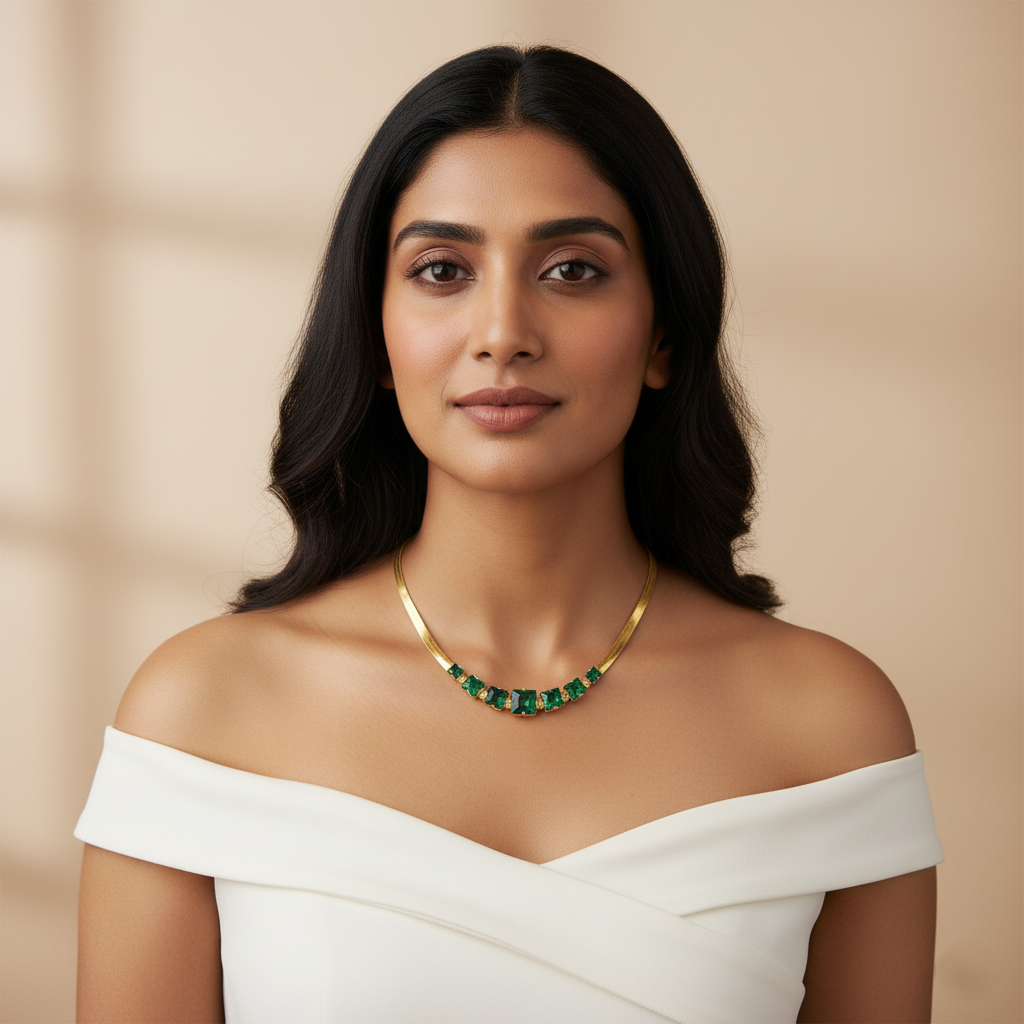 Dainty Emerald Glow Gold Necklace | Italian Gold Plated SACH JEWELS