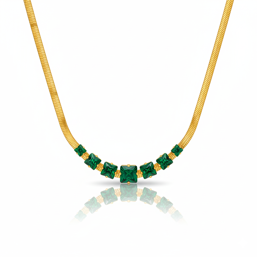 Dainty Emerald Glow Gold Necklace | Italian Gold Plated SACH JEWELS