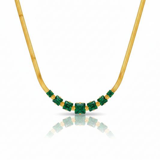 Dainty Emerald Glow Gold Necklace | Italian Gold Plated SACH JEWELS