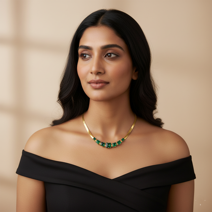 Dainty Emerald Glow Gold Necklace | Italian Gold Plated SACH JEWELS