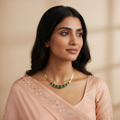 Dainty Emerald Glow Gold Necklace | Italian Gold Plated SACH JEWELS