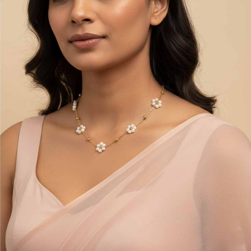 Pearl Bloom Necklace | Italian Gold Plated SACH JEWELS