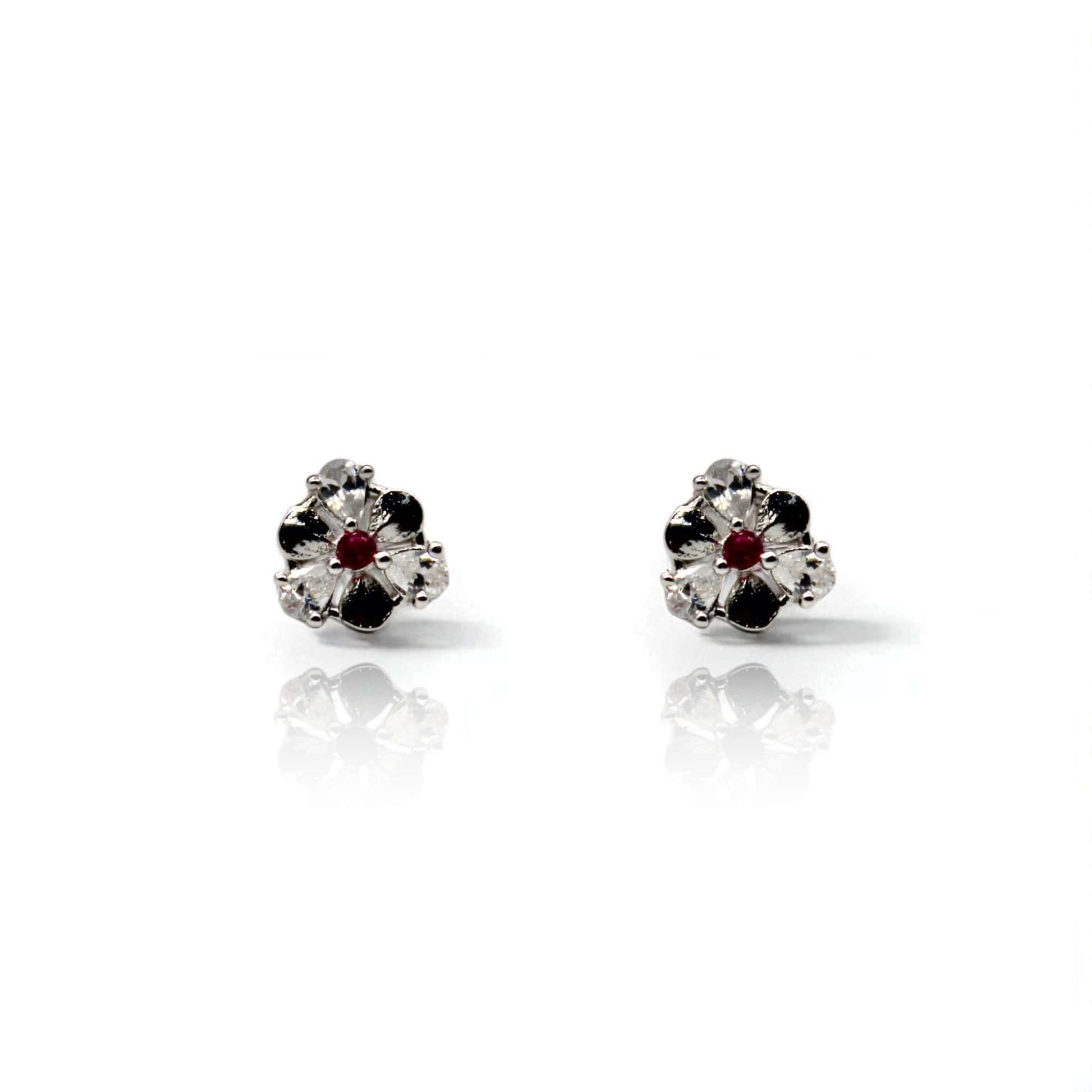 Pink Petal Diamond Stud Earrings | 925 Sterling Silver SACH JEWELS