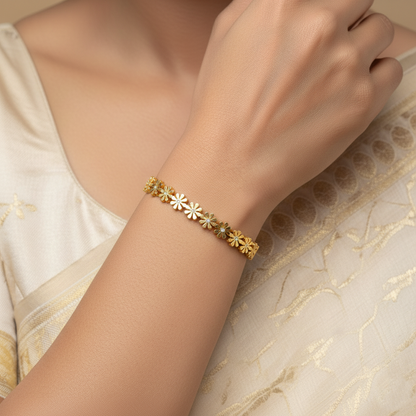 Golden Daisy Charm Cuffs | Italian Gold Plated SACH JEWELS