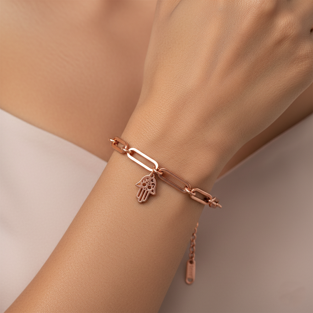 Hamsa Charm Bracelet | Rose Gold Plated SACH JEWELS