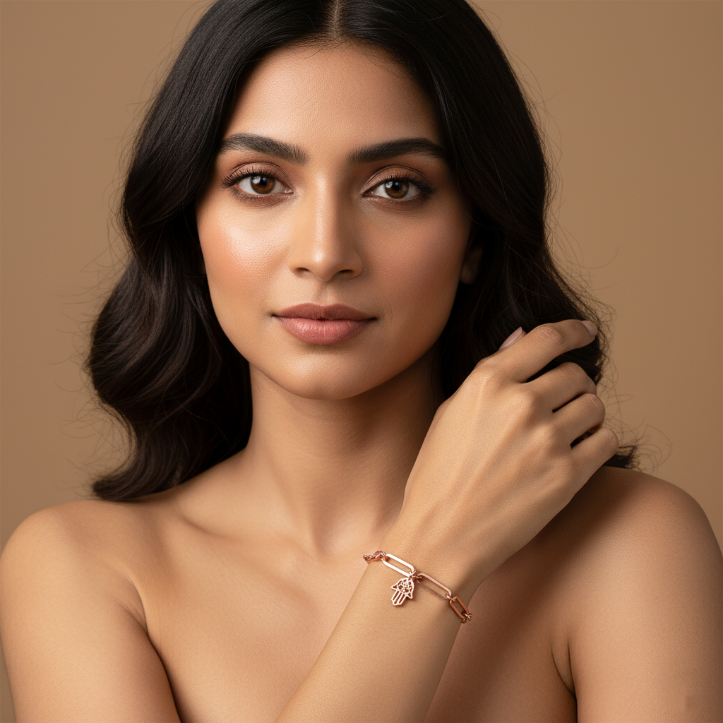 Hamsa Charm Bracelet | Rose Gold Plated SACH JEWELS