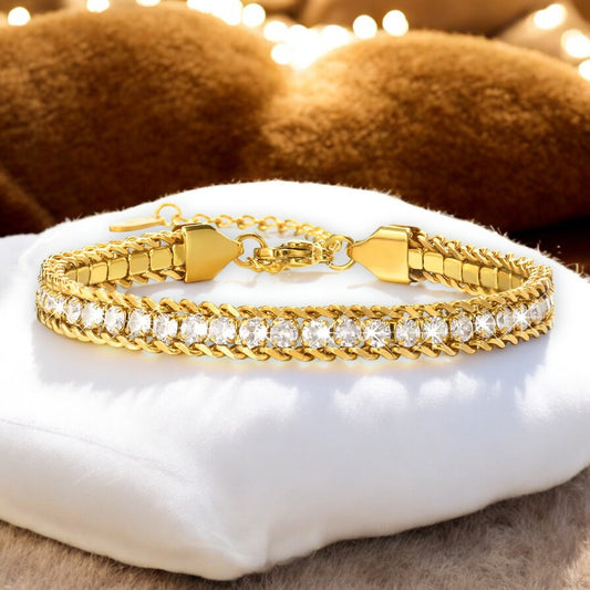 Elegant Diamond Studded Bracelet | Italian Gold Plated - SACH JEWELS
