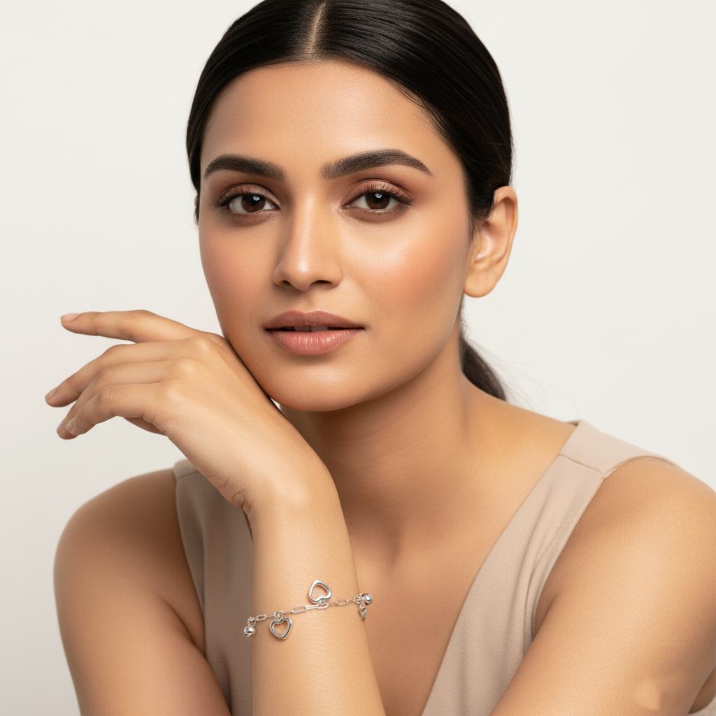 Silver Muse Heart Charm Bracelet | Italian Silver Plated SACH JEWELS