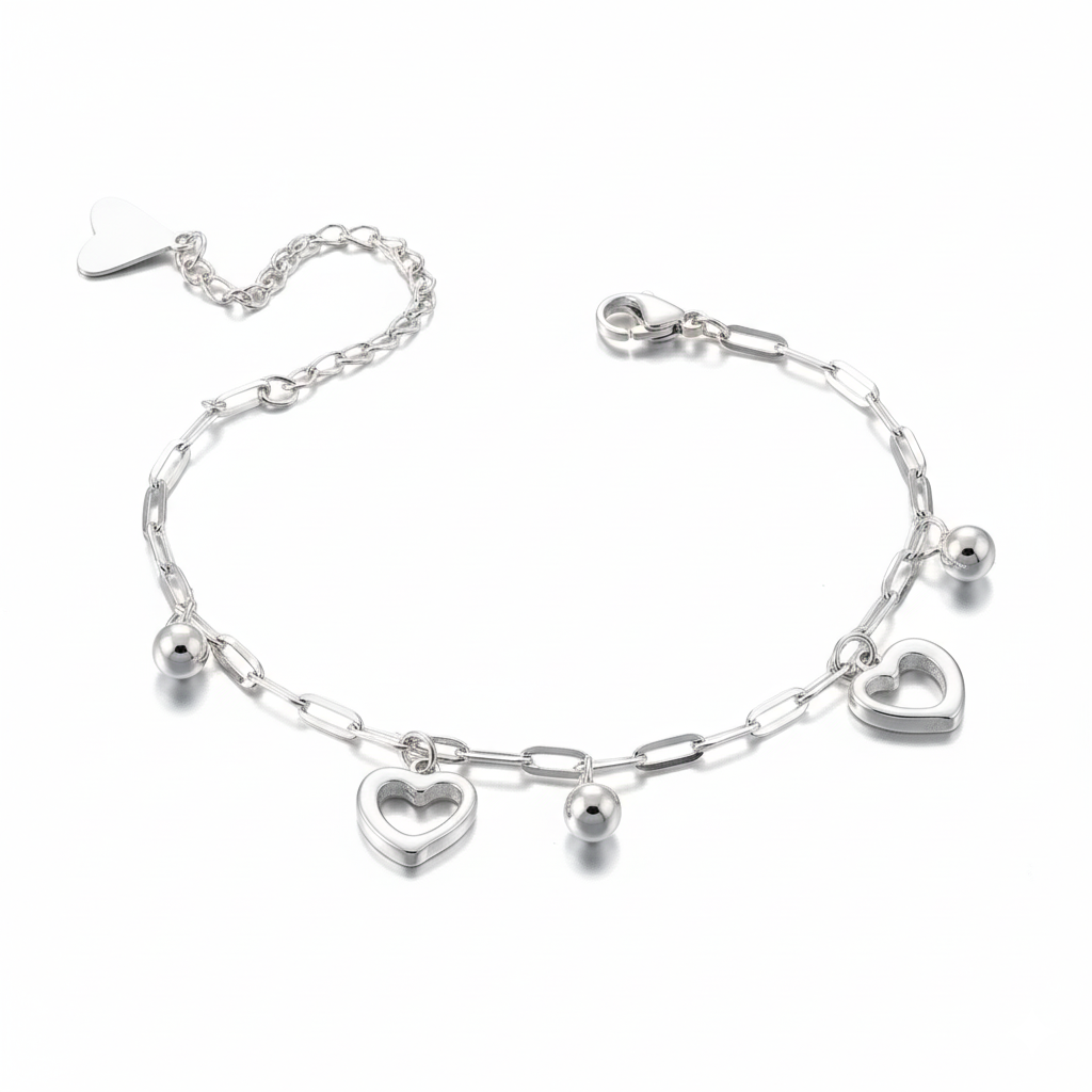 Silver Muse Heart Charm Bracelet | Italian Silver Plated SACH JEWELS