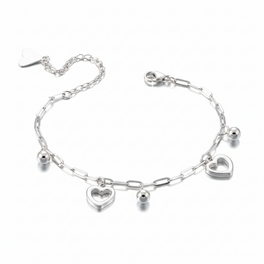 Silver Muse Heart Charm Bracelet | Italian Silver Plated SACH JEWELS