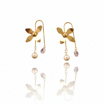 Pinwheel Bloom Drop Earrings | Italian Gold Plated SACH JEWELS