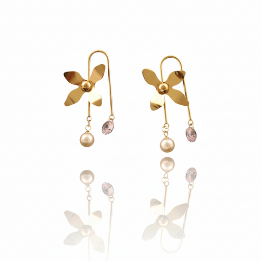 Pinwheel Bloom Drop Earrings | Italian Gold Plated SACH JEWELS