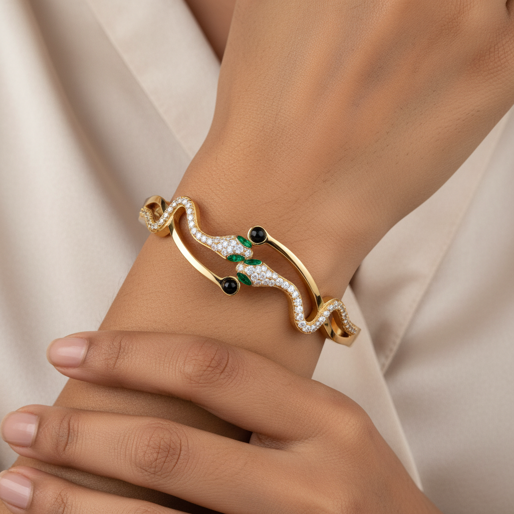 Gold Wavy Leaf Cuff | Italian Gold Plated SACH JEWELS