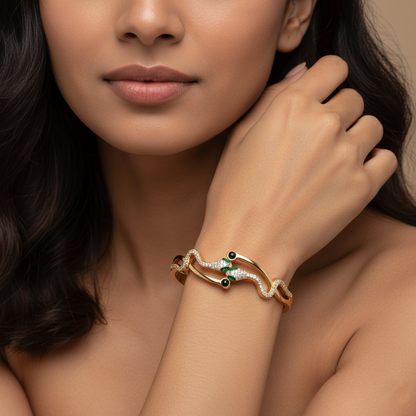 Gold Wavy Leaf Cuff | Italian Gold Plated SACH JEWELS