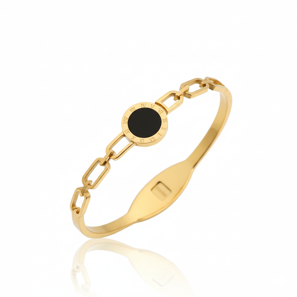Black Soul Chain Link Premium Cuff | Italian Gold Plated SACH JEWELS
