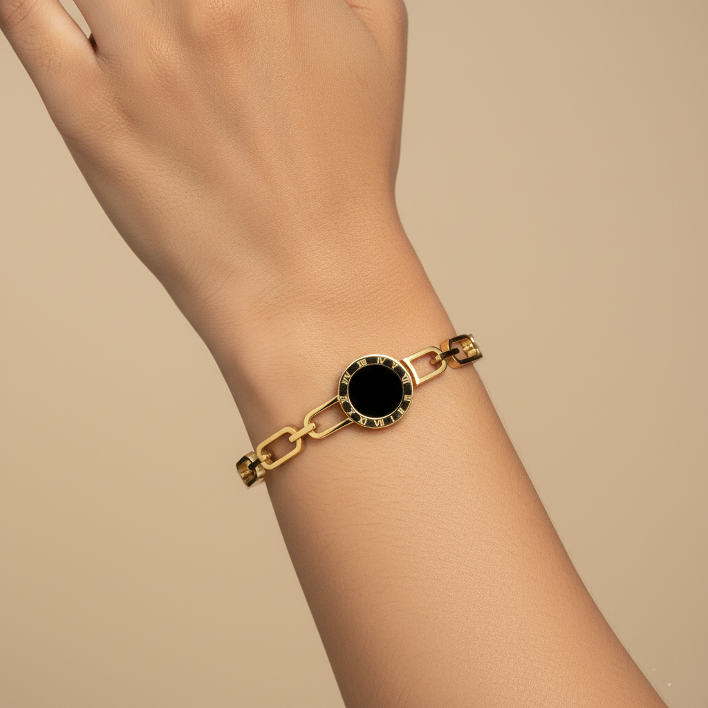 Black Soul Chain Link Premium Cuff | Italian Gold Plated SACH JEWELS
