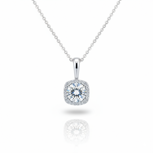 Cushion Halo Necklace | Italian Silver Plated SACH JEWELS